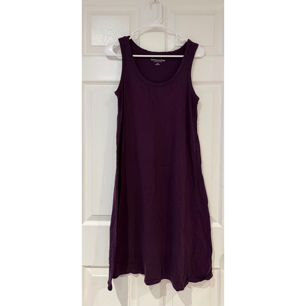 Soft Surroundings Purple Cotton Modal Tank Dress Small Plum Swing Mini Lounge